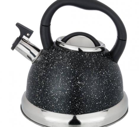 Чайник со свистком и складывающейся ручкой "BLACK MARBLE", 3,0 л