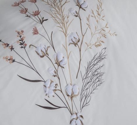 Постельное бельё "DANTELA VITA" сатин с вышивкой MONEDA (кремовый), Евро