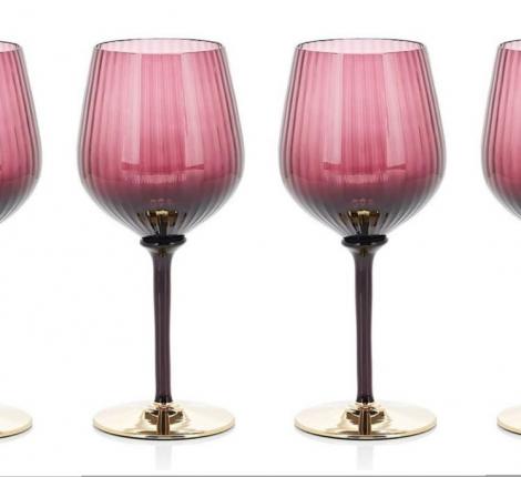 Набор бокалов для вина 6 штук "COTE D'OR" муранское стекло, высота 23 см