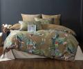Постельное белье "Kazanov.A." Колибри Каллиопа (олива золото) Велюр/Egypt Cotton, Евро