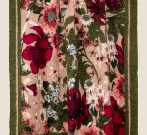 Плед шерстяной Frati "GREENERY" (бежевый с зеленым), 150x190