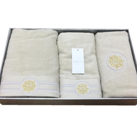 Комплект полотенец 50x100-85x150 с ковриком 50х80 Maison D'or "ELEGANCE" бежевый