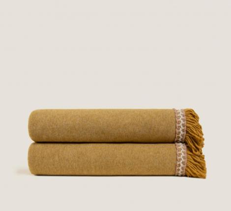 Плед Frati "SOFT BAMBOO" ZAFFERANO с тесьмой Rousseau (желтый), 160х220