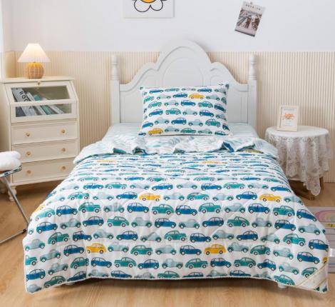 Постельное белье с одеялом детское "Sofi de Marko" Авто Чайка (белый) Сатин, 1,5 спальный