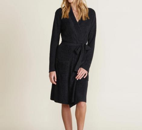 Халат трикотажный "Barefoot Dreams" CCL RIBBED ROBE, 9черный), M