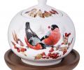 Сахарница на деревянной подставке "ЛЕСНАЯ СКАЗКА" СНЕГИРИ, 380 мл