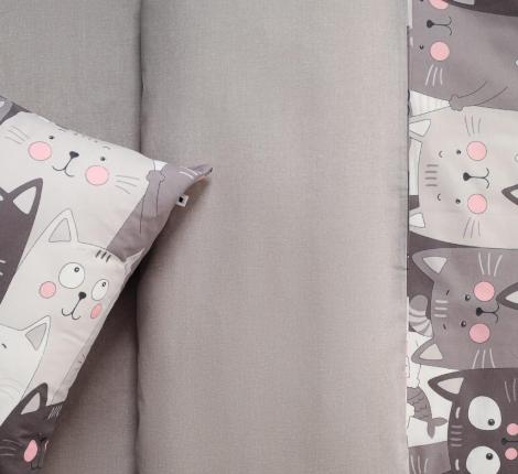 Постельное белье "Siberia" Котята (серый) Ранфорс, 1,5 спальный