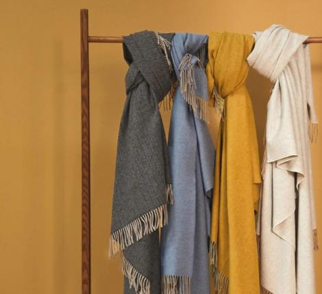 Плед шерсть мериноса "Blanc des Vosges" JAZZ chanvre, 130х170