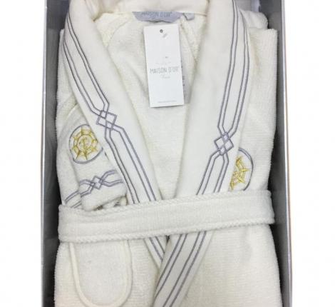 Халат мужской махровый Maison D'or "ELEGANZE MARINE" кремовый, 3XL(54)/4XL(56)