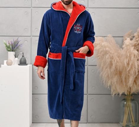 Халат мужской трига с капюшоном "AMBIELLA A-1125" синий, 3XL