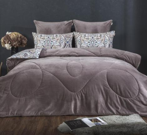 Постельное белье с одеялом "Kazanov.A." Пирс (капучино) Велюр/Egypt Cotton, Евро