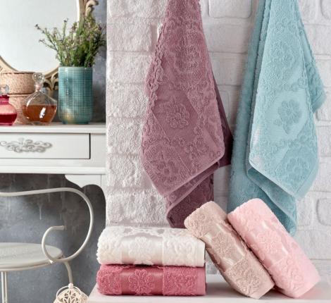 Набор махровых полотенец "TWO DOLPHINS" жаккард 50х90 (1/6 ) E861) MELISSA