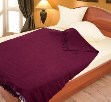 Плед шерсть мериноса Valtery (бордо) 100% шерсть, 170x200