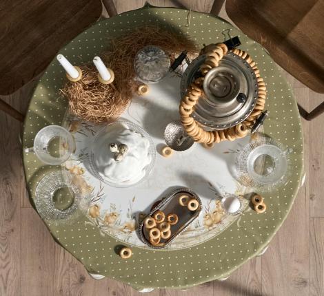 Скатерть круглая с пропиткой "ЗОЛОТАЯ КУРОЧКА", 145 см