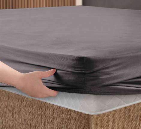 Простынь сатин "DO&CO" на резинке 90х200+30 см SOFT, лиловый