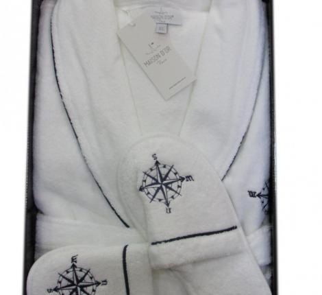 Халат мужской махровый Maison D'or "MARINE CLUB" белый, 5XL(58)/6XL(60)