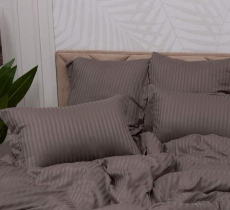 Постельное белье "Sofi de Marko" Моне (кофе) Страйп Сатин, Евро (50х70-2шт.)