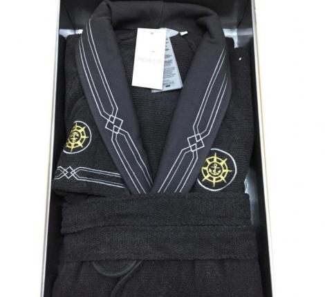 Халат мужской махровый Maison D'or "ELEGANZE MARINE" внтрацит, M(46)/L(48)