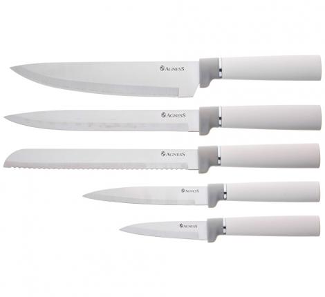 Набор кухонных ножей (5 шт.) и приборов "AGNESS" 671-213, 12 предметов