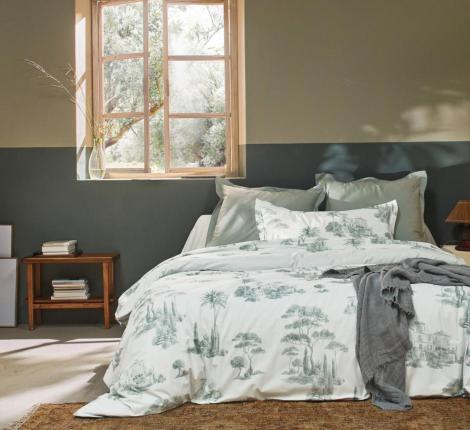 Постельное бельё "Blanc des Vosges" PROMENADE SAUGE перкаль, Евро