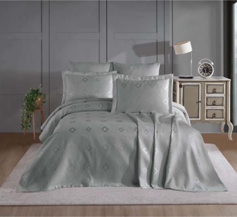 Гобеленовое покрывало "DO&CO" 240х260 (50x70-2 шт.) PETEK, серый