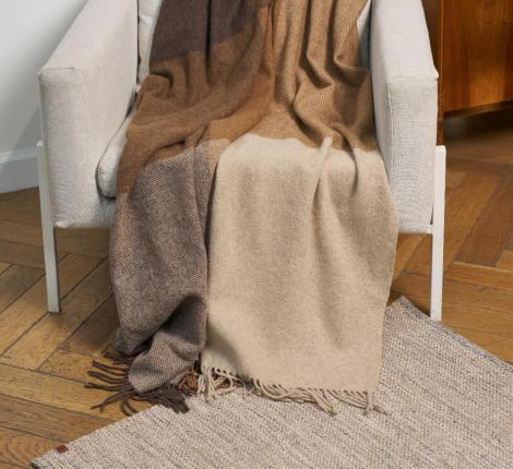 Плед "WOOLEN" (шерсть 100%) 150х200, бежево-коричневый