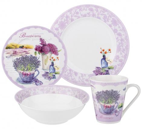 Набор посуды обеденный "ЛАВАНДОВАЯ ВЕСНА" на 4 персоны, 16 предметов