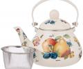 Чайник эмалированный со съёмным фильтром "ФРУКТЫ", 1,3 л
