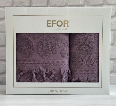 Набор махровых полотенец EFOR (50*90, 70*140) VASE NEW COTTONI (темно-сиреневый)