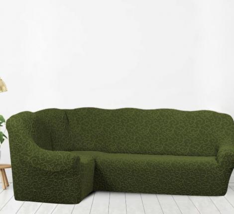 Чехол на 3-х местный угловой диван Karteks "Классика",KAR 009-09, зелёный