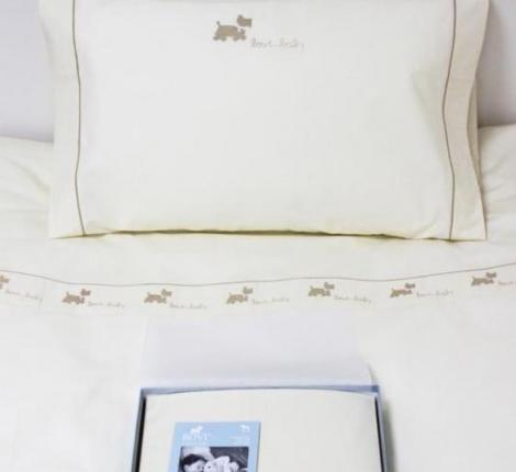 Постельное бельё детское BOVI "СОБАЧКИ NEW" Перкаль, бежевый/белый