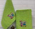 Набор махровых полотенец "СОВА" ( 50х90+70х140), зеленый