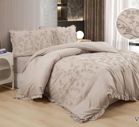 Постельное белье EFOR "COTTONI V-6" с вышивкой "цветы", Евро