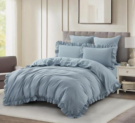 Постельное бельё "KARTEKS" варёный жаккард с рюшей VJ-06, 2 спальный