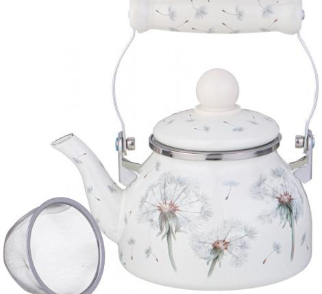 Чайник эмалированный со съёмным фильтром "DANDELION", 0,85 Л