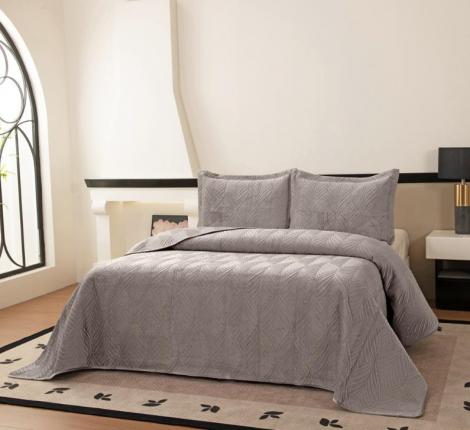 Покрывало "Sofi de Marko" Таира (серый) Велюр, 240х260