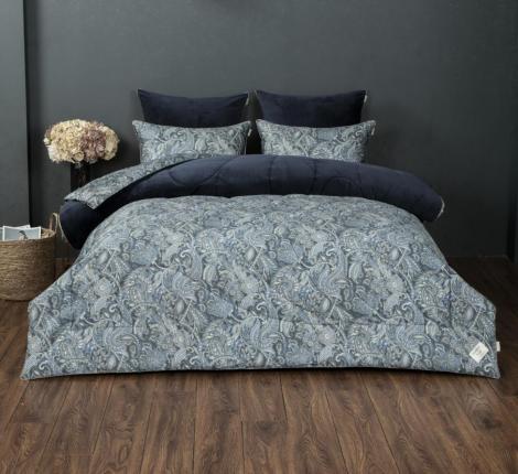Постельное белье с одеялом "Kazanov.A." Маркос (индиго бежевый) Велюр/Egypt Cotton,  Евро