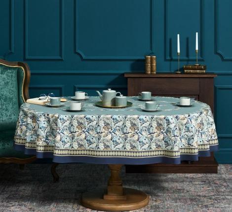 Скатерть овальная с пропиткой "ЛИСТЬЯ МОРРИСА"  GOLD STRIPE, 160х220 см