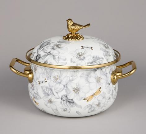 Набор эмалированных кастрюль с крышкой "ЯБЛОНЕВЫЙ САД", 6 предметов