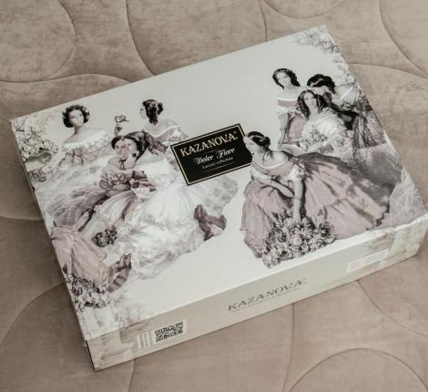 Постельное белье с одеялом "Kazanov.A." Эльба (бежевый графит) Велюр/Egypt Cotton, Евро