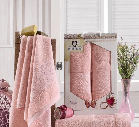 Комплект махровых полотенец "TWO DOLPHINS" (50x90/70х140) 2 шт. ASIYA, Пудра