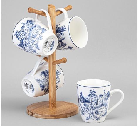 Набор кружек на деревянной подставке 4 шт. "NOVEL", 380 мл