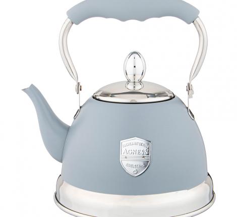 Чайник со свистком и складывающейся ручкой "ТЮДОР", 1,0 л (серый)