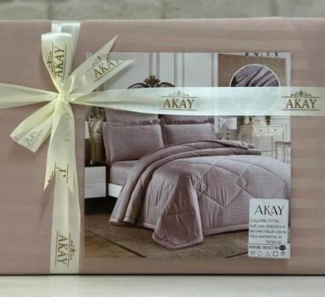 Постельное бельё AKAY SATEN (сухая роза), 1,5 спальный