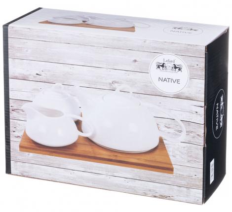 Набор для чая на деревянной подставке "NATIVE", 3 предмета