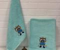 Набор махровых полотенец &quot;СОВА&quot; ( 50х90+70х140), бирюза