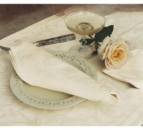 Скатерть "Blanc des Vosges" OMBELLE chanvre (бежевый) 170х300 см+12 салфеток 50х50