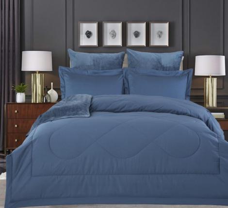 Постельное белье с одеялом "Kazanov.A" Lindor Premium (деним платина) Велюр/Egypt Cotton, Евро