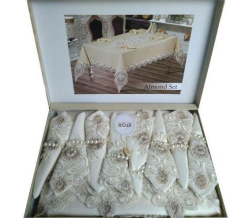 Скатерть EFOR "ALMOND SET" 160х220 с салфетками 8 шт., капучино