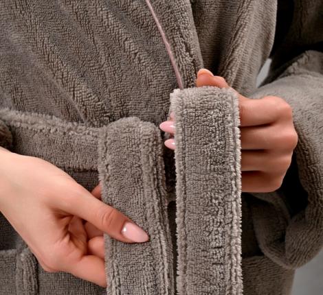 Халат женский трига шалька "AMBIELLA A-1295" тёмно-серый, S/M